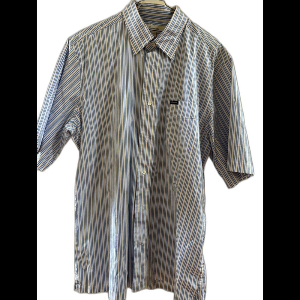 FACONNABLE short sleeve shirt,side pocket Size‎ Large Blue/White/orange